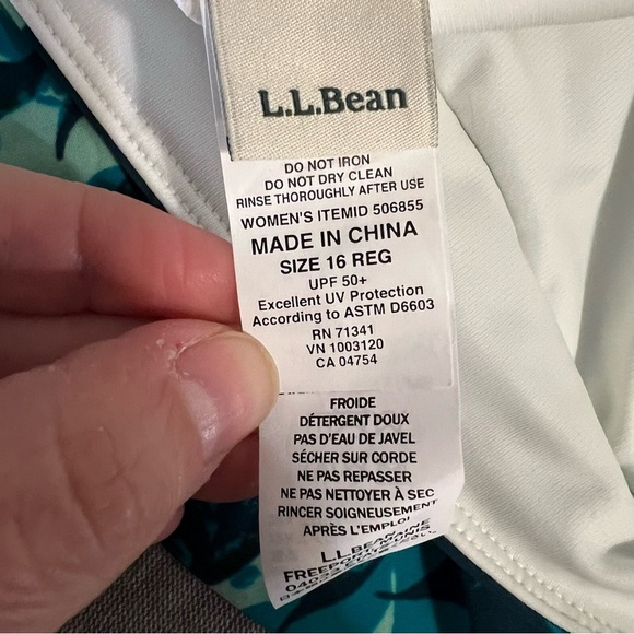 L. L. Bean Blue and Green Patterned Tankini Bathing Suit Top - Picture 4 of 5